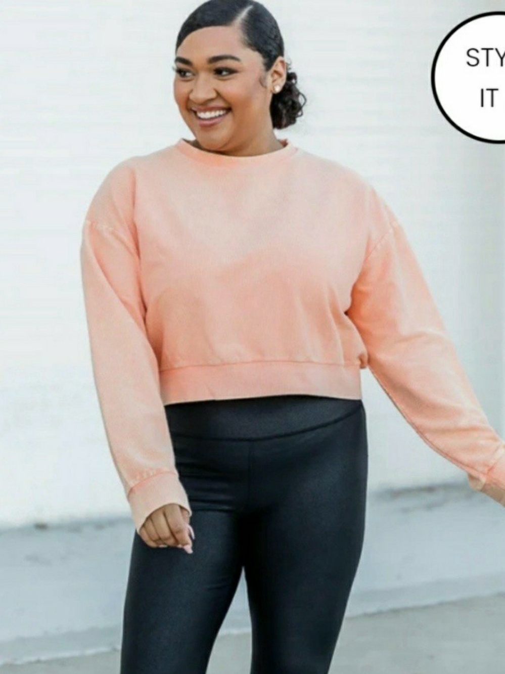 PINK LILY CROPPED CORDED PULLOVER
